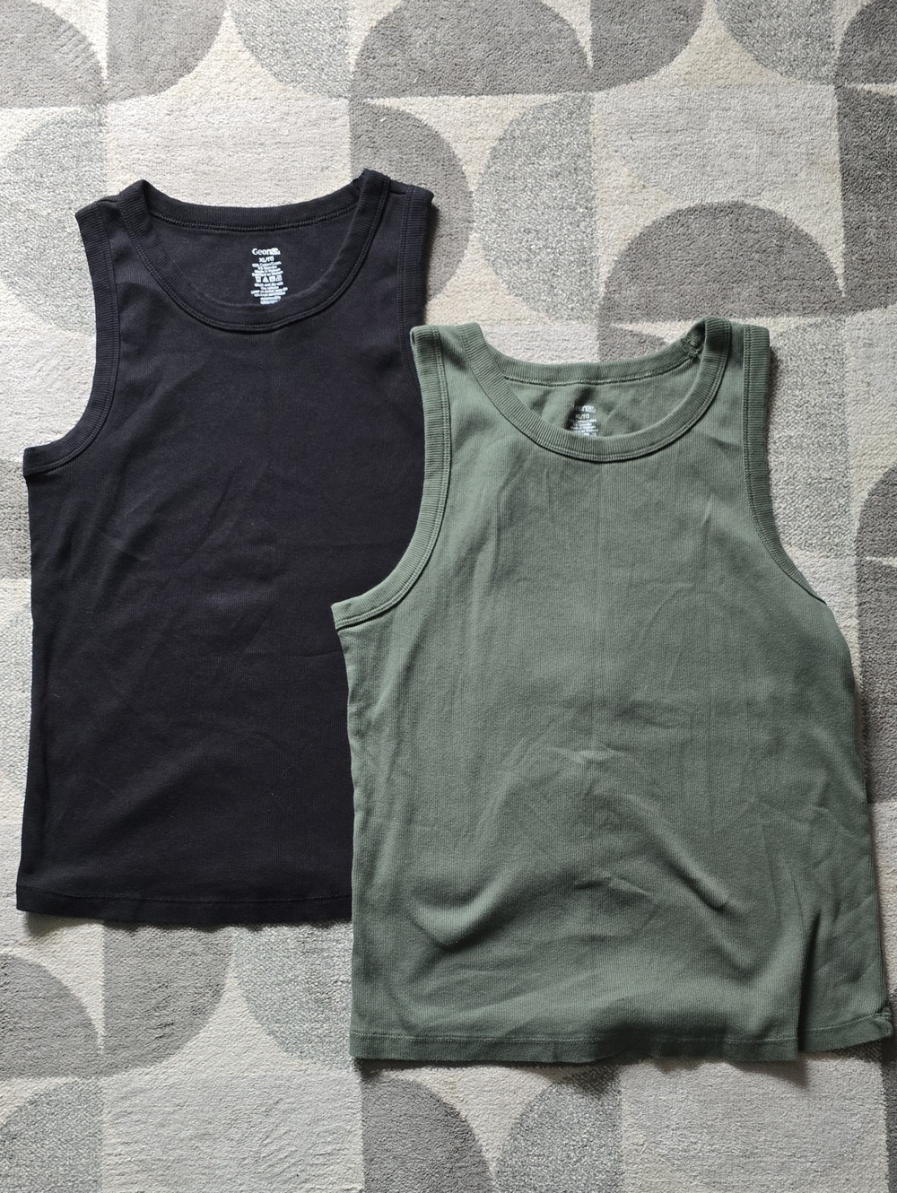 Black & Olive Green Tank Tops - 2 Pack